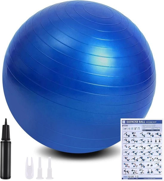 Balloon di Allenamento Fitness - Palla Svizzera - Esercizio di Equilibrio - Disegno Anti-Scoppio - 55 cm - Blu