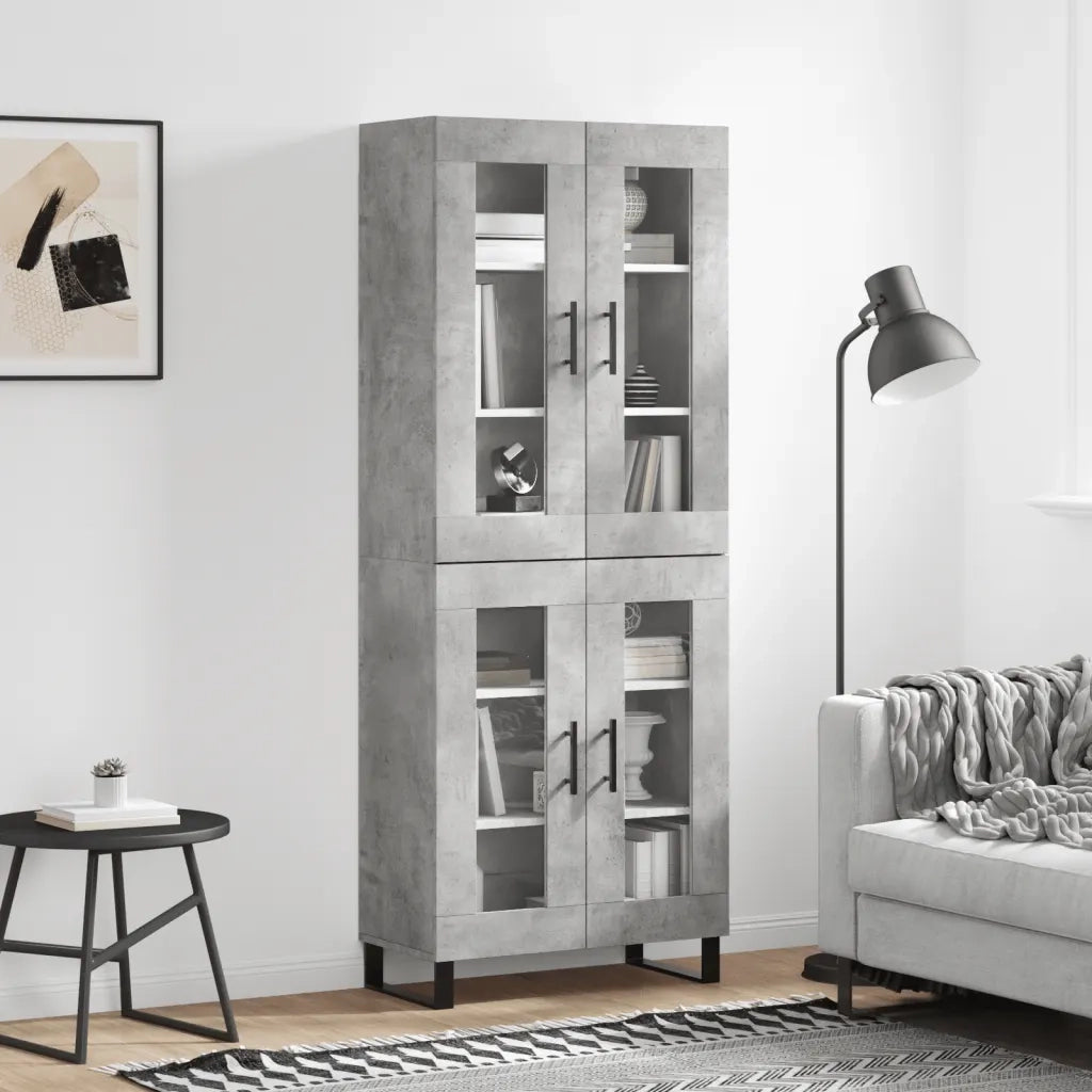 Credenza | Madia | Buffet da pranzo | Armadio da pranzo Grigio Cemento 69,5x34x180 cm in Legno Multistrato