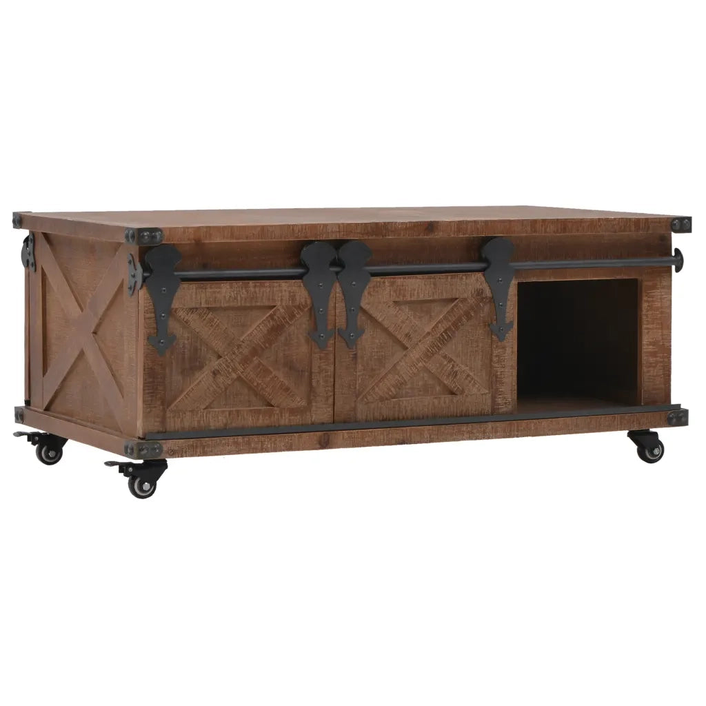 Tavolino da CaffÃ¨ in Legno Massello di Abete 91x51x38cm Marrone cod mxl 12027