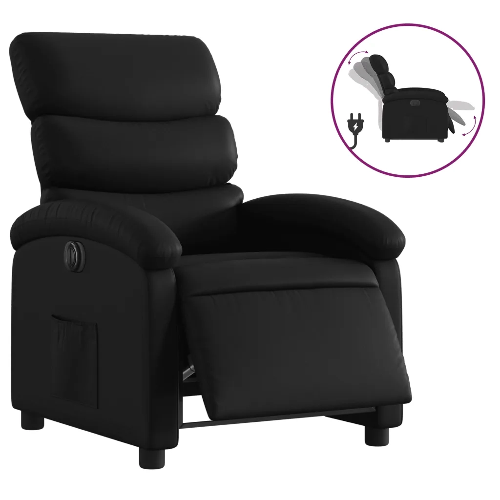 Divano Sedia-Poltrona Reclinabile Elettrica Nera in Similpelle 502700
