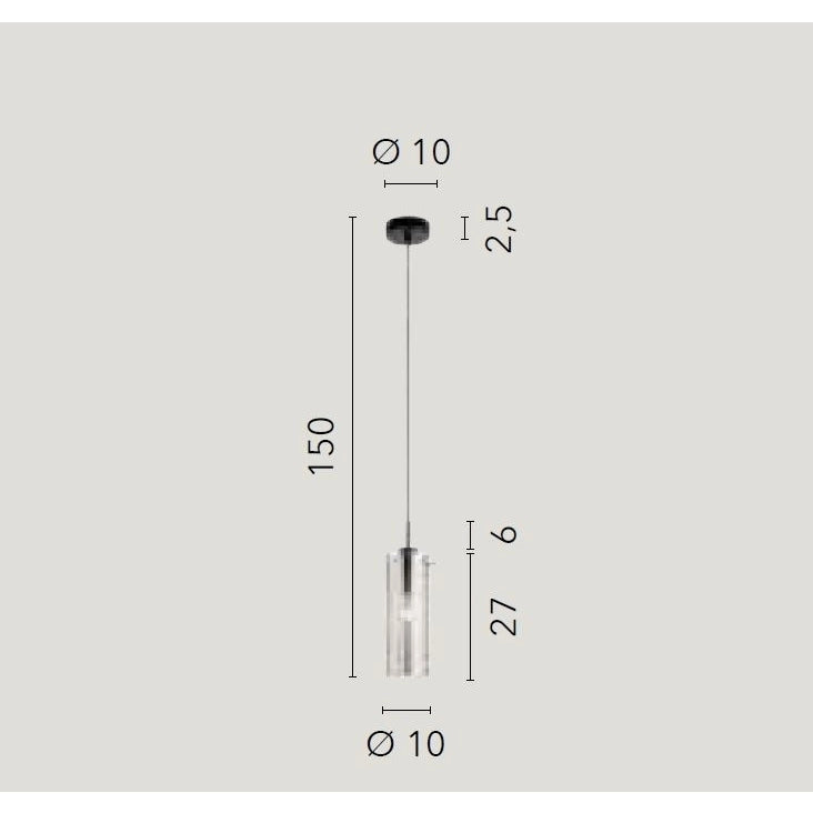 LAMPADARIO MAGIC E27 D.10XH150CM NERO/FUME'