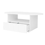 Tavolino da salotto con 1 Cassetto e 1 Vano aperto; Piano a Nuvola; per Soggiorno; in Pannelli di particelle; 100 × 60 × 40.5 cm; Bianco