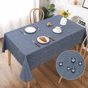 Tavolo Coperto in Lino, Blu, 130x160cm, Finestra con Effetto Lotus, Impermeabile, Resistente ai Graffi, Ideale per Soggiorno, Cucina, Terrazza, Giardino