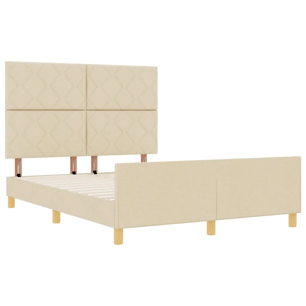 Struttura del letto con testiera Crema 160 x 200 cm Tessuto 3344821