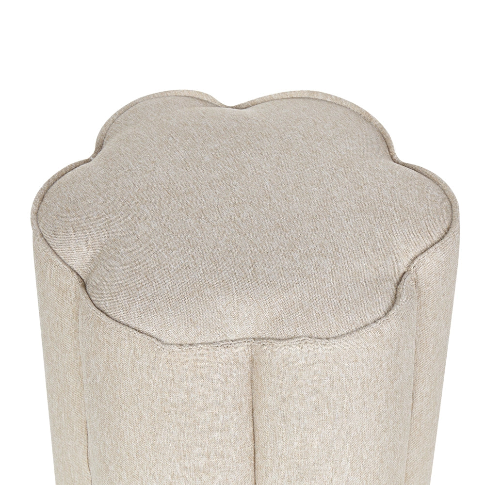Pouf Beige Lino Rotondo 39 x 34 x 45 cm Pouf d'Accento Tappezzeria Soggiorno Moderno Camera da Letto Mobili