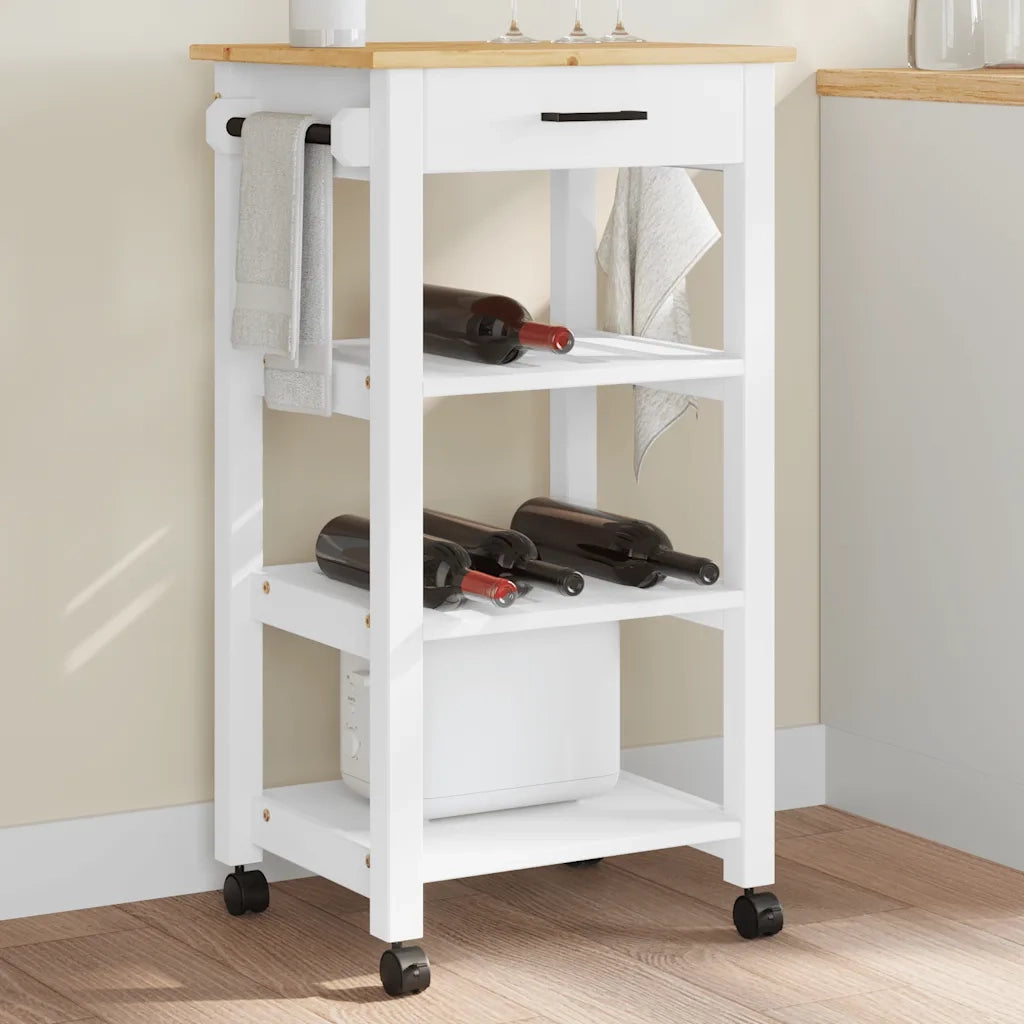 Carrello da Cucina MONZA 48x40x88,5 cm in Legno Massello di Pino 376081