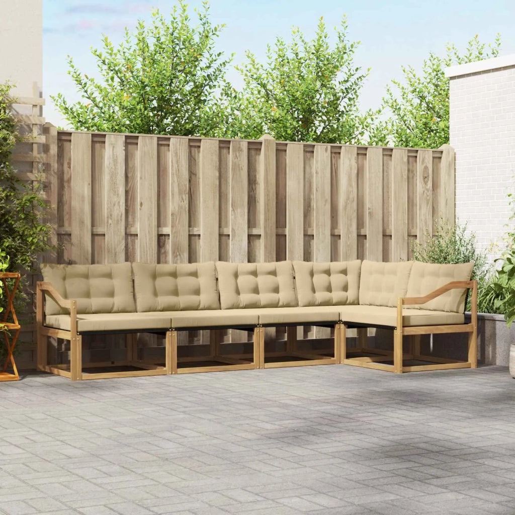 Set di divani da esterno con cuscino 5 pcs Bianco e Beige