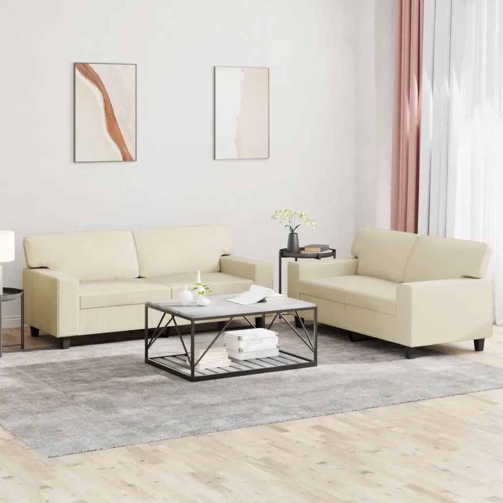 Set di Divani 2 pz Crema in Similpelle 3201915