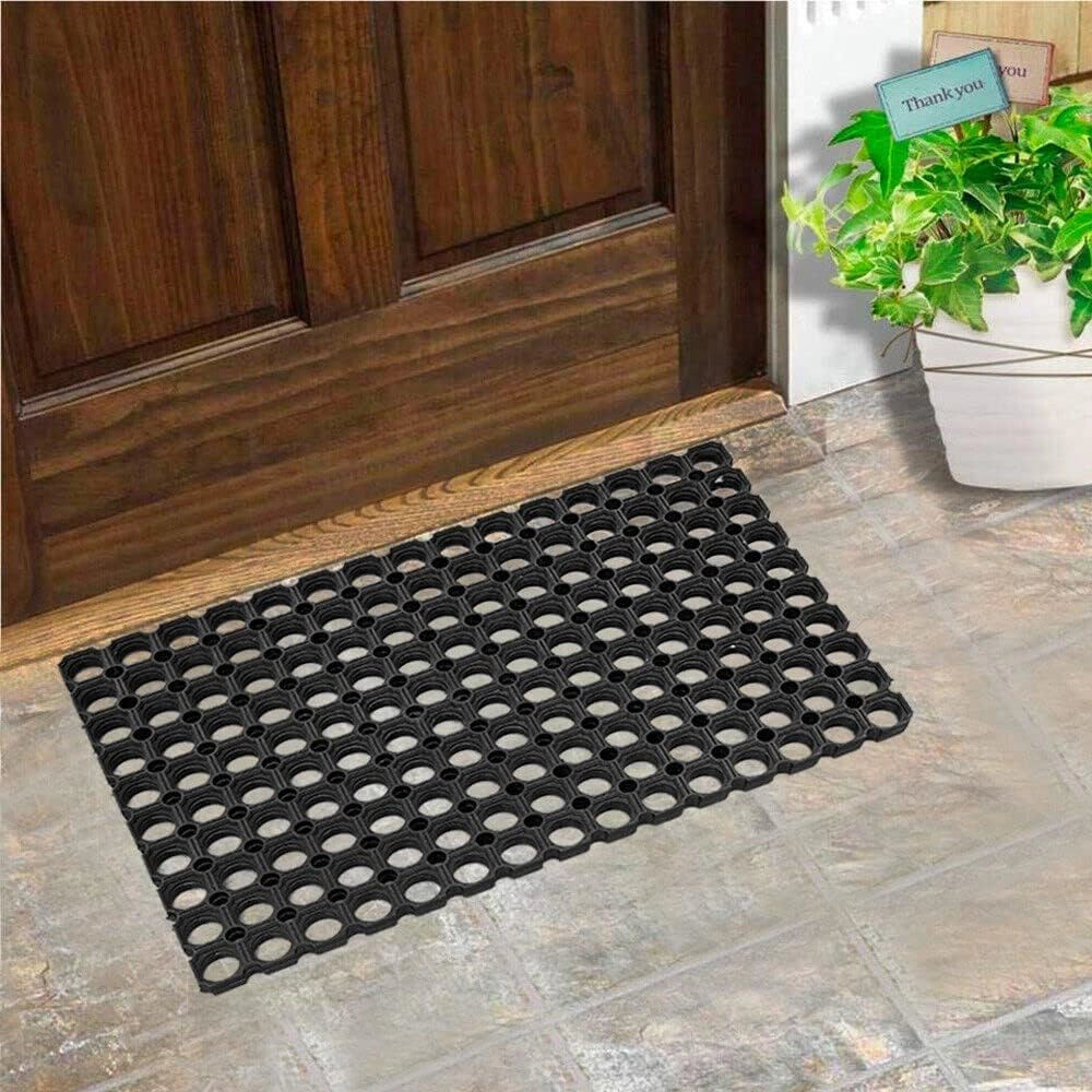 Zerbino Gomma Dura 40x70 cm Antiscivolo Raschiafango Drenante Esterno Robusto Made In Italy