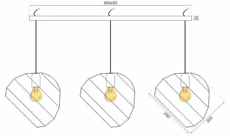 Lampada Da Soffitto Pensile Triangolare APP383-3CPR