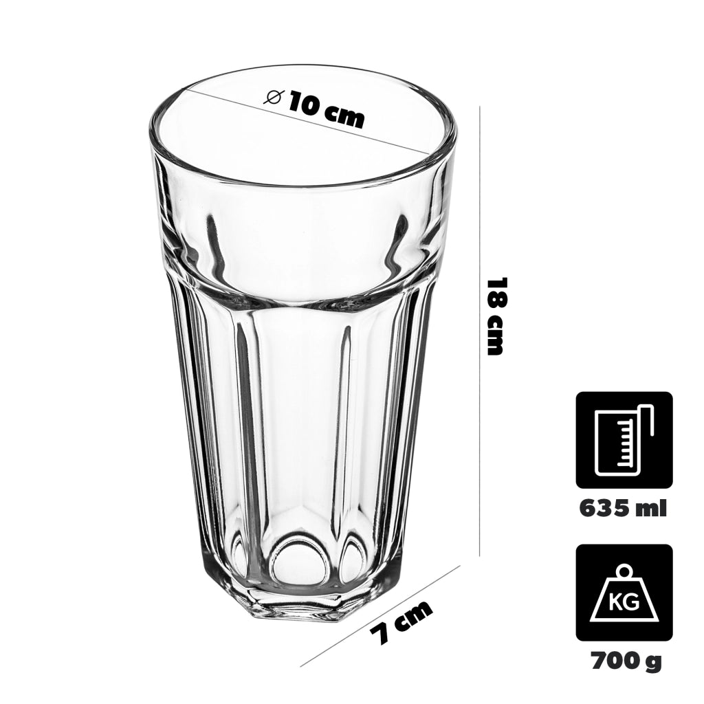 Bicchiere KADAX da 635 ml per succhi di frutta, acqua e limonata, alto e spesso.