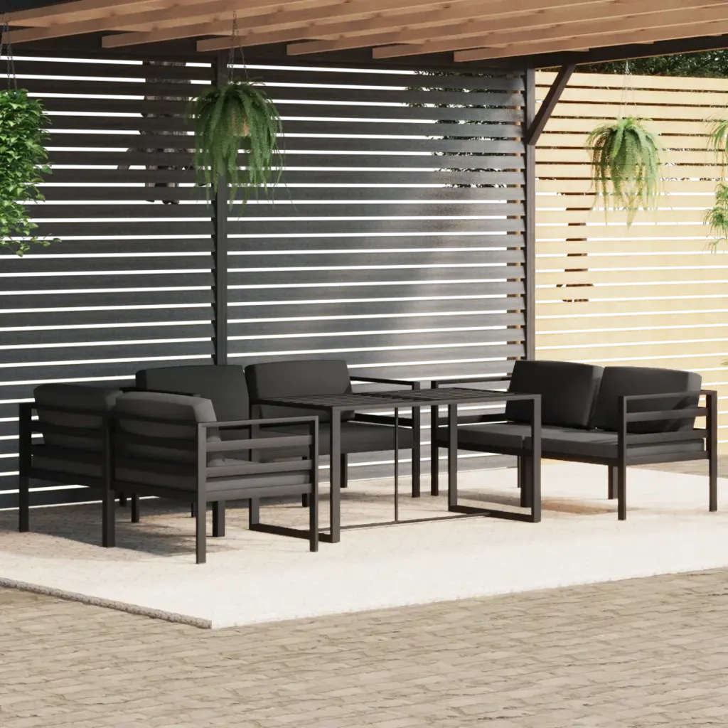 Set Divani da Giardino 7 pz con Cuscini in Alluminio Antracite 3115929