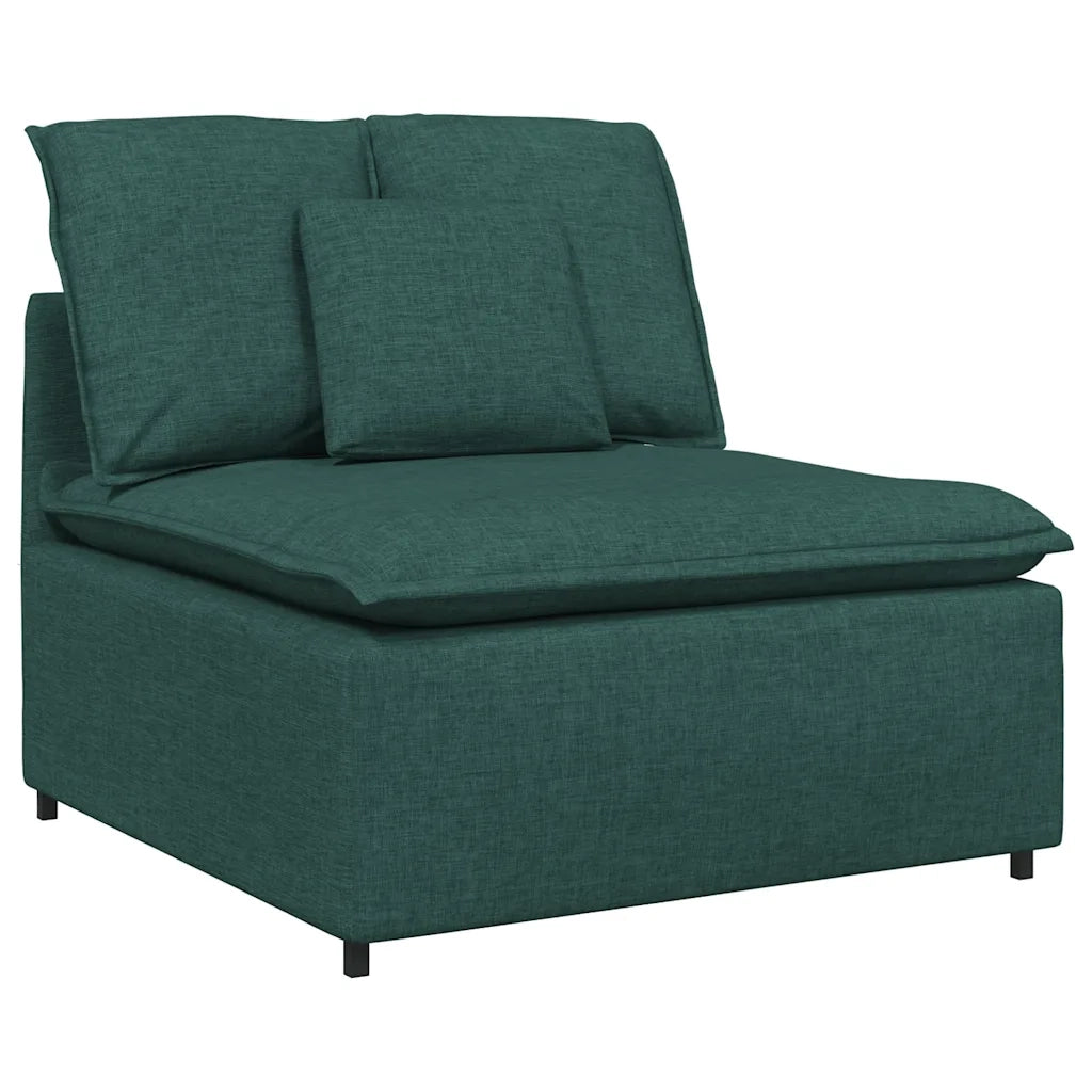 Modulo Centrale Divano Modulare con Cuscini Verde Scuro 100 cm