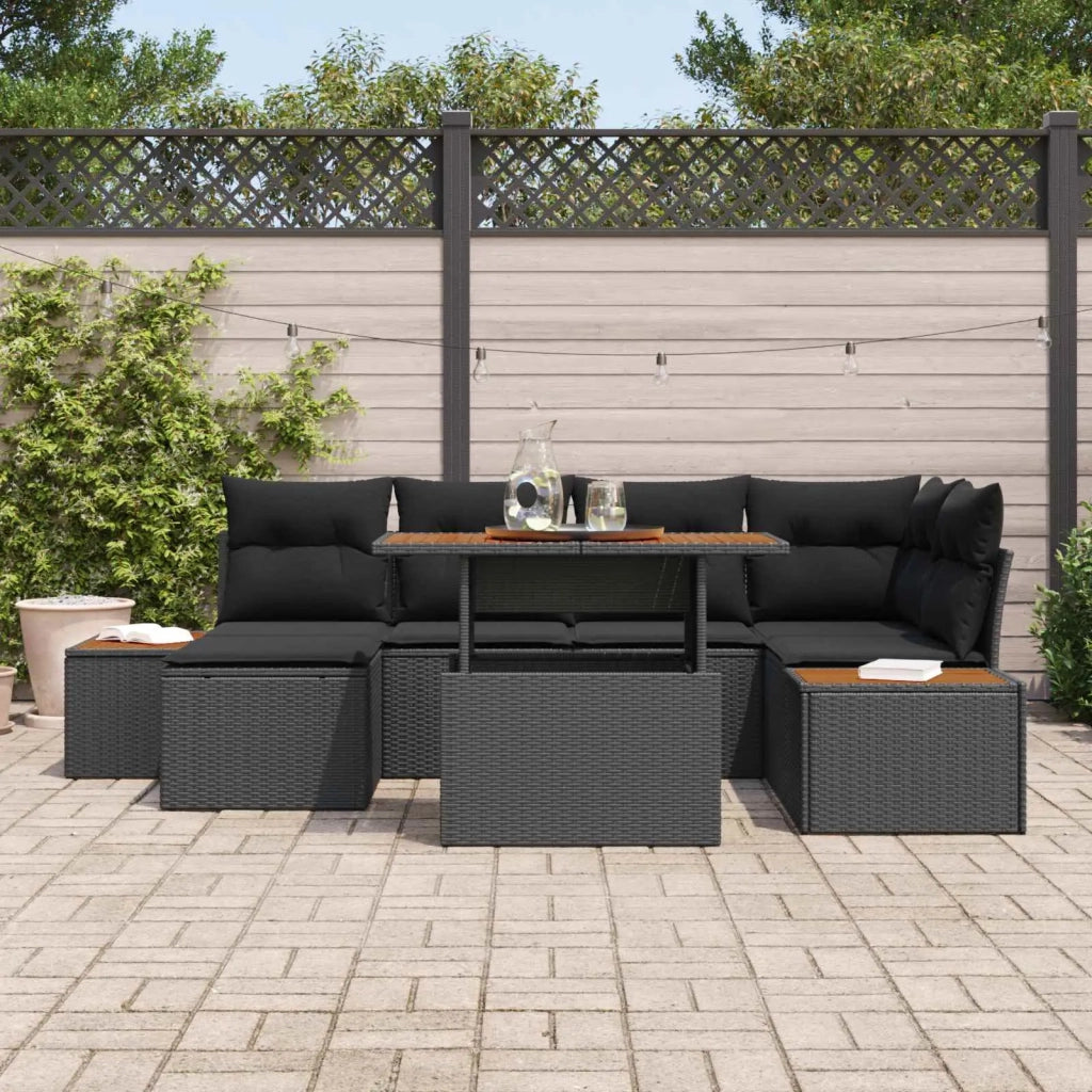 Set Divano da Giardino con archiviazione 7 pcs Nero Poly Rattan 3358822