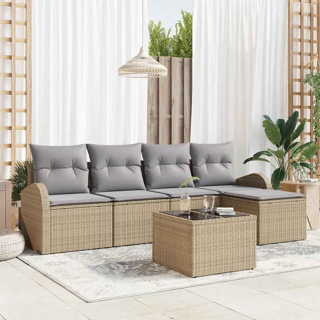 Set di divani 6 pcs Beige e Grigio Chiaro polyrattan 3354679