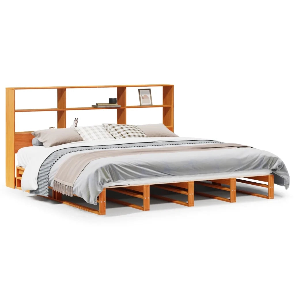 Letto Libreria senza Materasso Marrone Cera 180x200 cm Legno 3323931