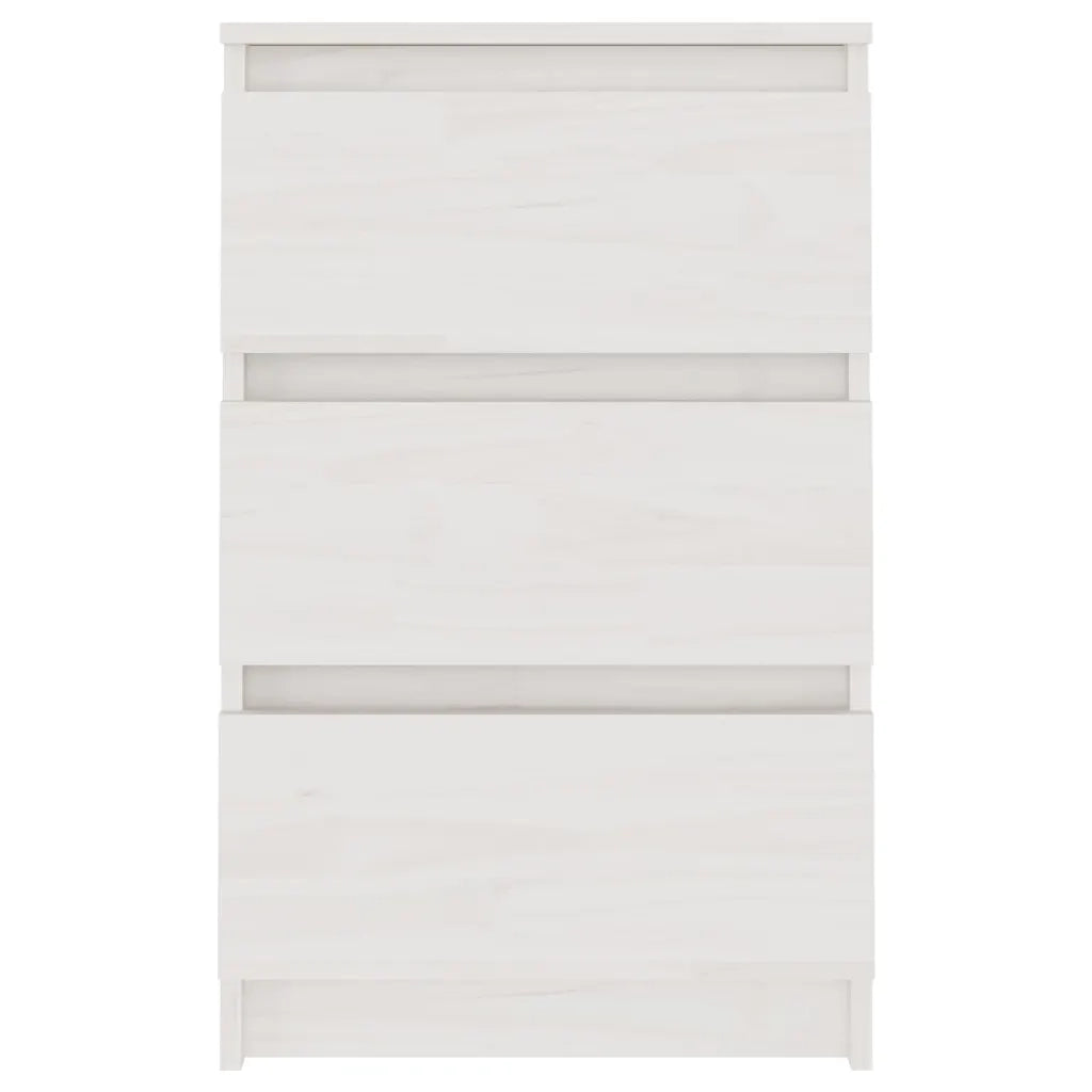 Comodino Bianco 40x29,5x64 cm in Legno Massello di Pino 808085