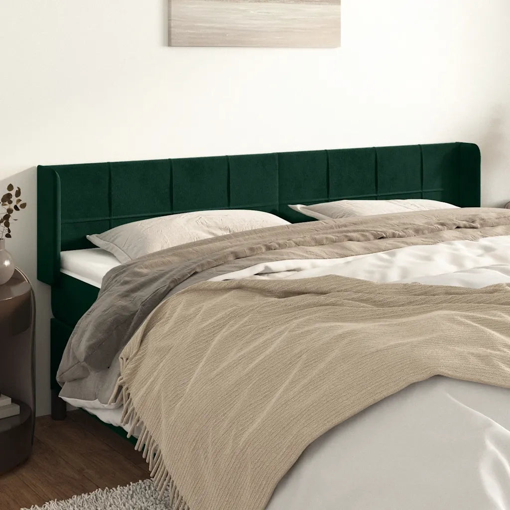 Testiera ad Orecchio Verde Scuro 163x16x78/88 cm in Velluto