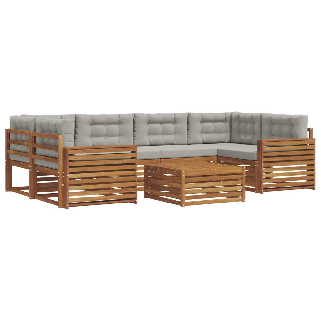 Set di divani da esterno 7 pcs Grigio Naturale e Chiaro