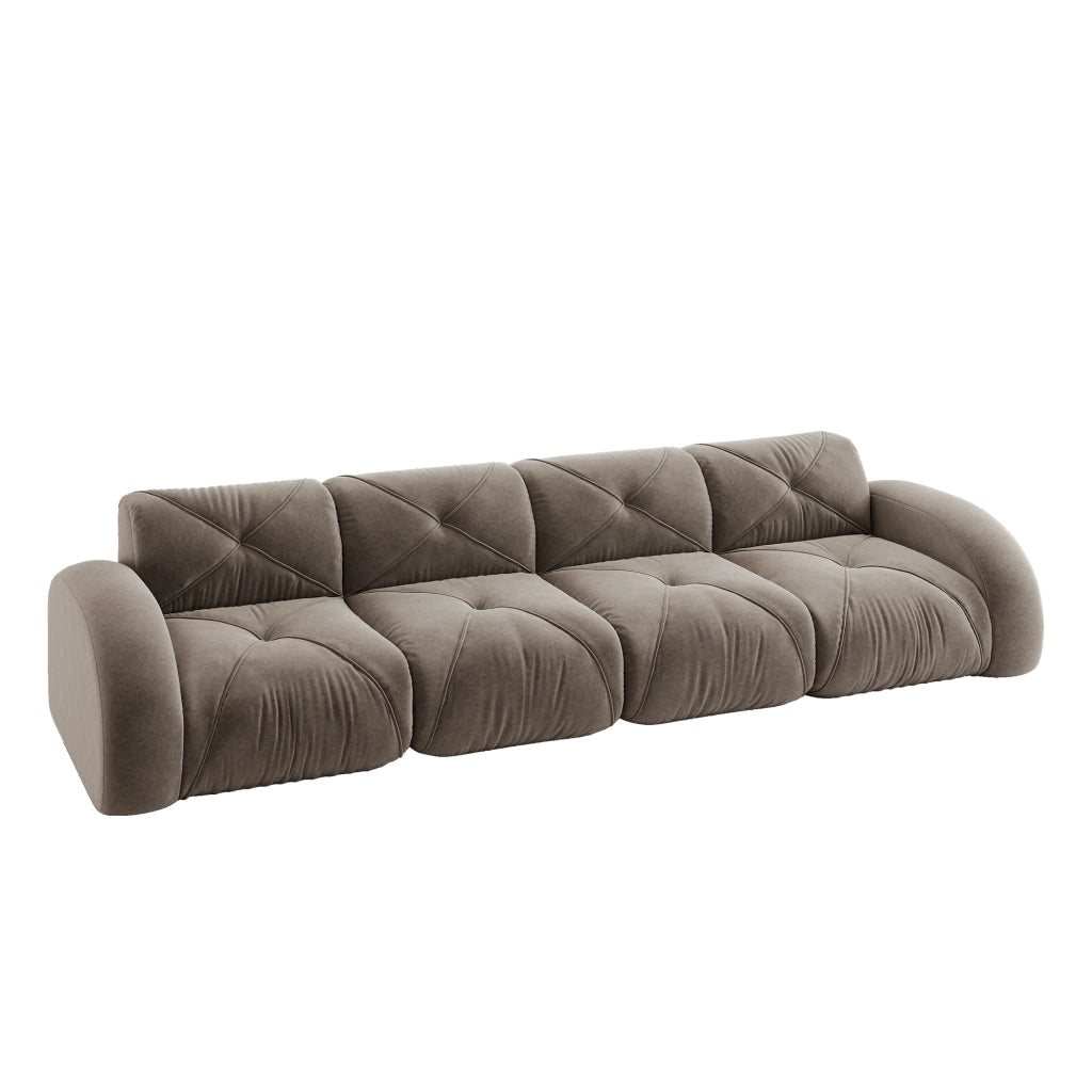 Divano modulare 4 posti senza struttura in chenille; seduta in schiuma 32D; taupe
