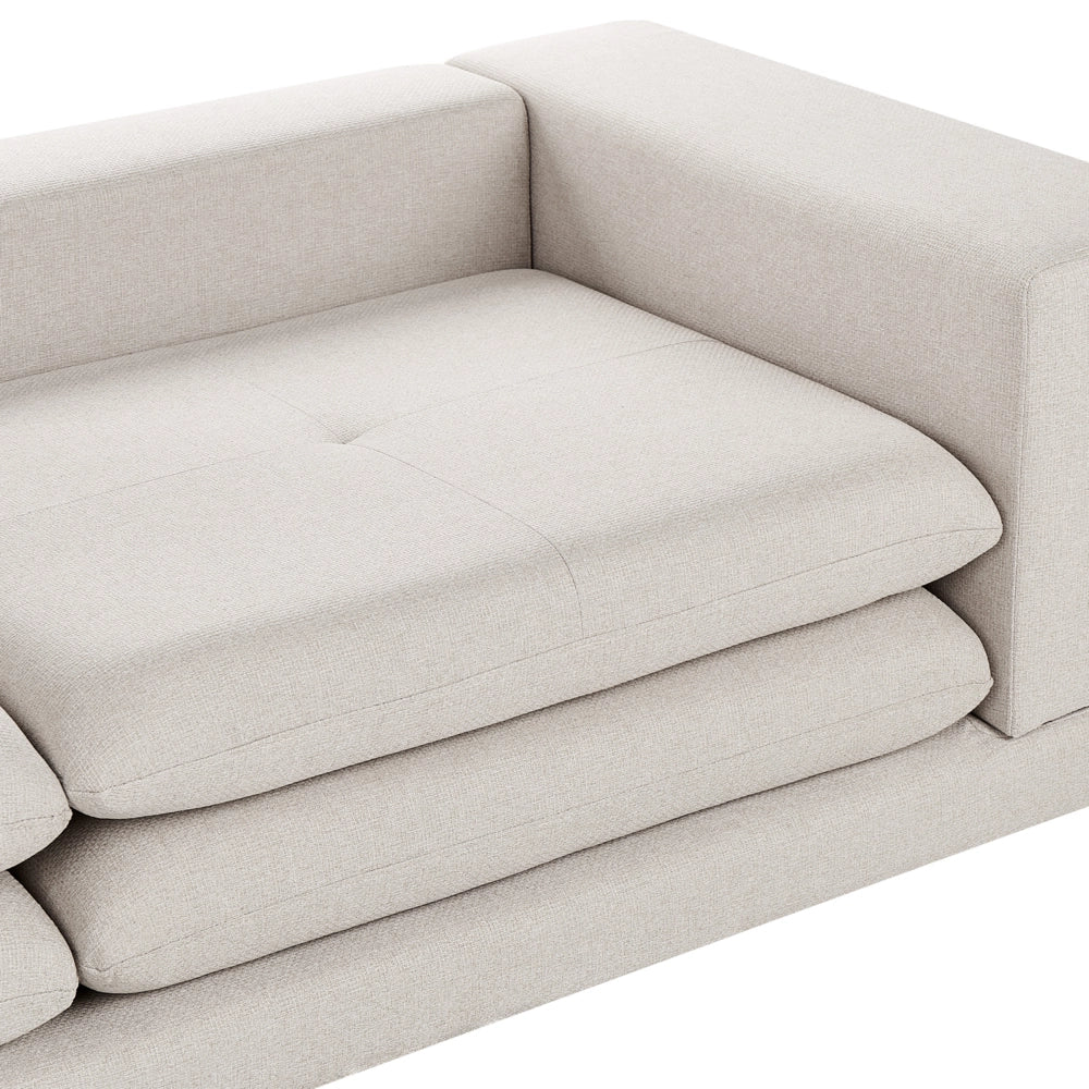 Divano moderno modulare a 2 posti imbottito tessuto poliestere beige chiaro con schienale imbottito stile moderno classico