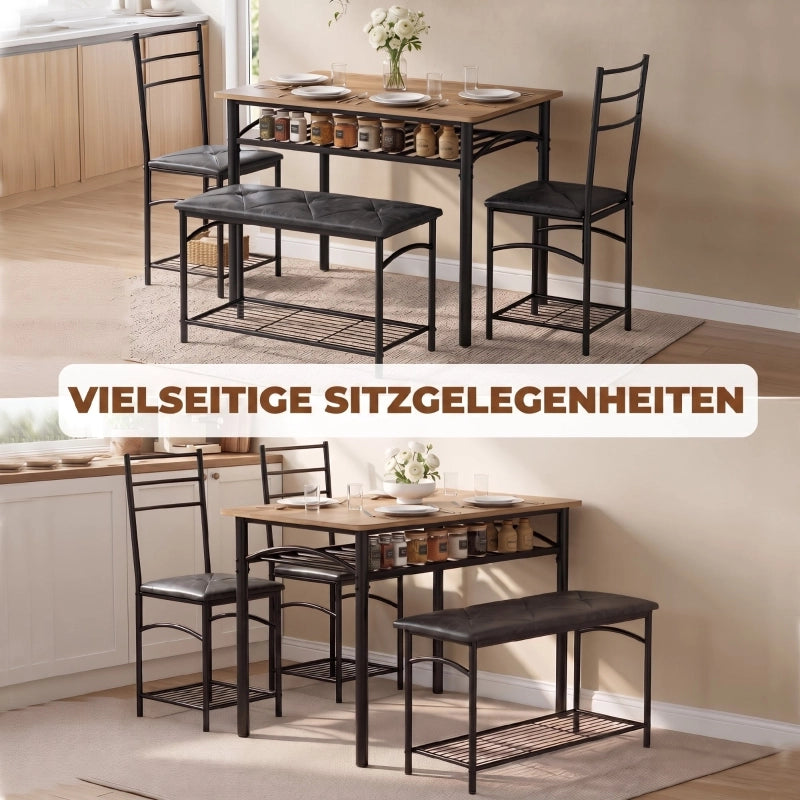 TAVOLO DA PRANZO Set da 4 pezzi 100x60 cm Effetto legno Marrone/Nero