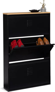 Scarpiera con 3 ante metallo nero design industriale ESTER