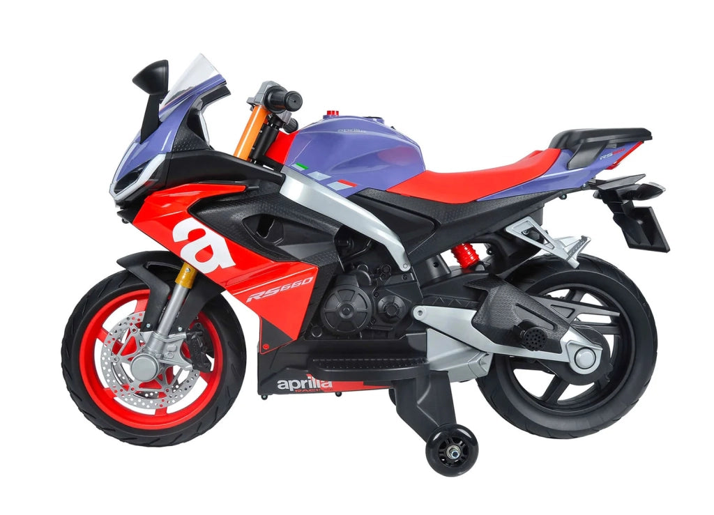 Moto Elettrica per Bambini Licenza Ufficiale Aprilia RS660 12V 3,5Ah Rosso