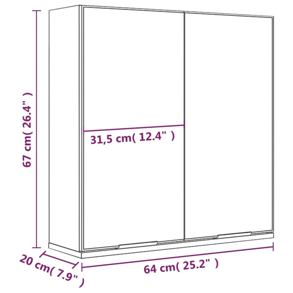 Mobiletto specchio da bagno 64 x 20 x 67 cm rovere affumicato 02_0006723