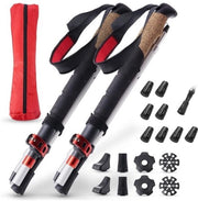 Set di Nordic Walking con Asta Inclinabile a Carbonio da 135 cm & 8 Pezzi di Doppiere Universali per Nordic Walking - Flessibili, Leggeri, Ergonomici - Accessori per Escursioni