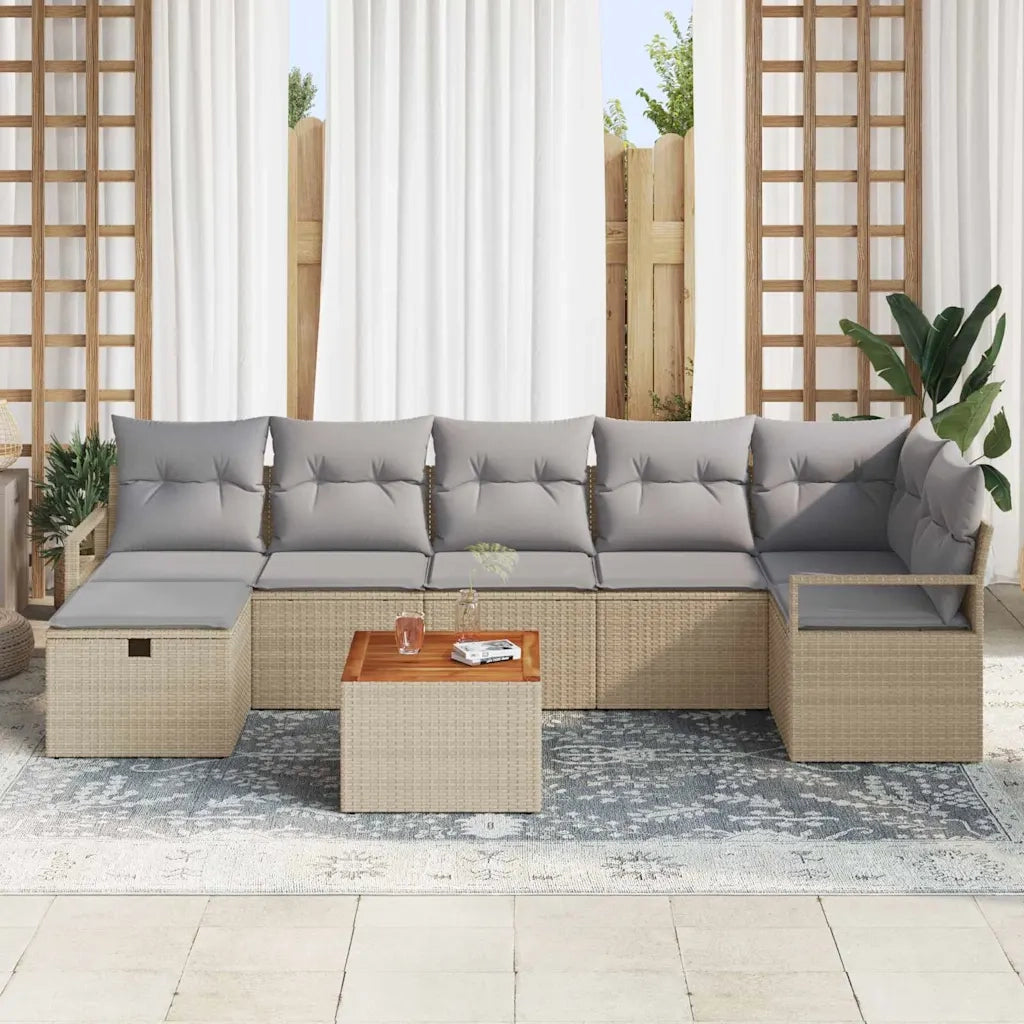 Set Divano da Giardino con cuscino 8 pcs Beige polyrattan 3359546