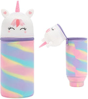 Etui per ragazze, kawaii etui unicorno, 2-in-1 borsa morbida in silicone per la scuola, etui cartoon con chiusura a raccatto per l'ufficio, attrezzatura scolastica per bambini (unicorno)
