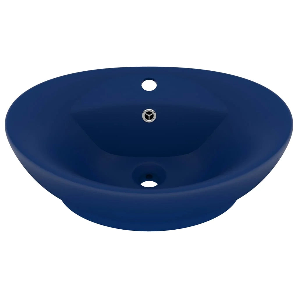 Lavabo ovale di lusso con troppopieno lavabo da appoggio lavabo da bagno uso interno 58,5 x 39 cm ceramica blu scuro opaco 02_0002677