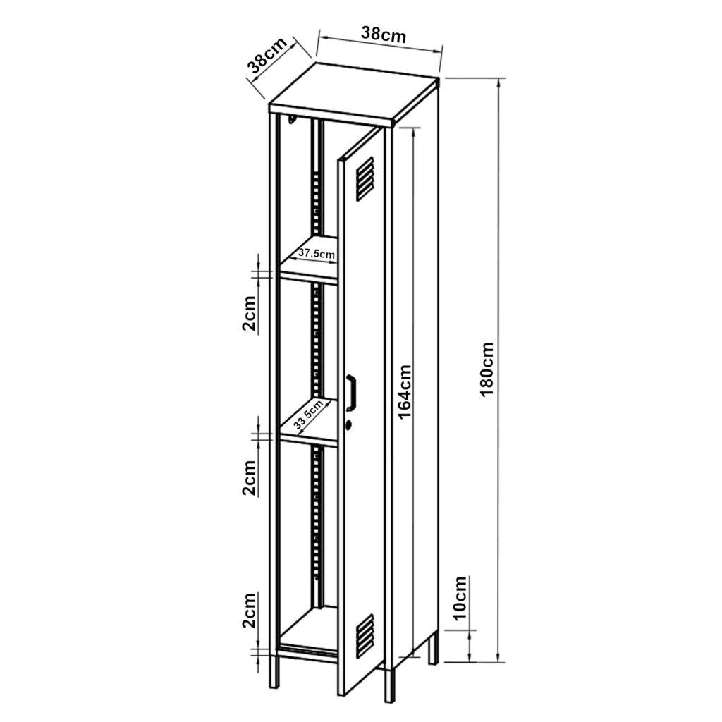 Armadio da Ufficio Seinäjoki in Acciaio 180 x 38 x 38 cm - Bianco [en.casa]