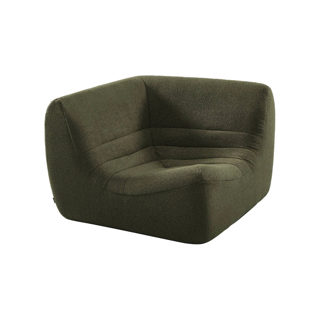 Poltrona angolare in bouclé testurizzato, 1 posto, verde kaki