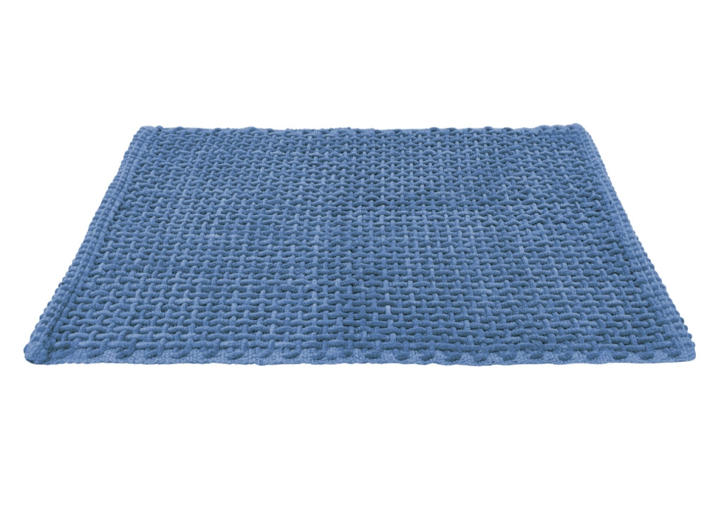 Tappeto Bagno Doccia Antiscivolo In Microfibra Super Assorbente Osaka - Parure 3 Pezzi - Azzurro