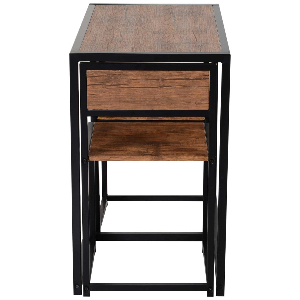 Set tavolo bar alto con 2 sedie ¨C Xylo ¨C legno e metallo nero 90x47x76 cm