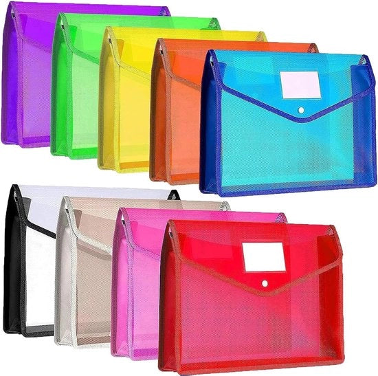 Documentenvakken A4 - 9 pezzi - Documentario espandibile - Impermeabile - Copertura in plastica - Portatile - Flessibile con cartellini di indice