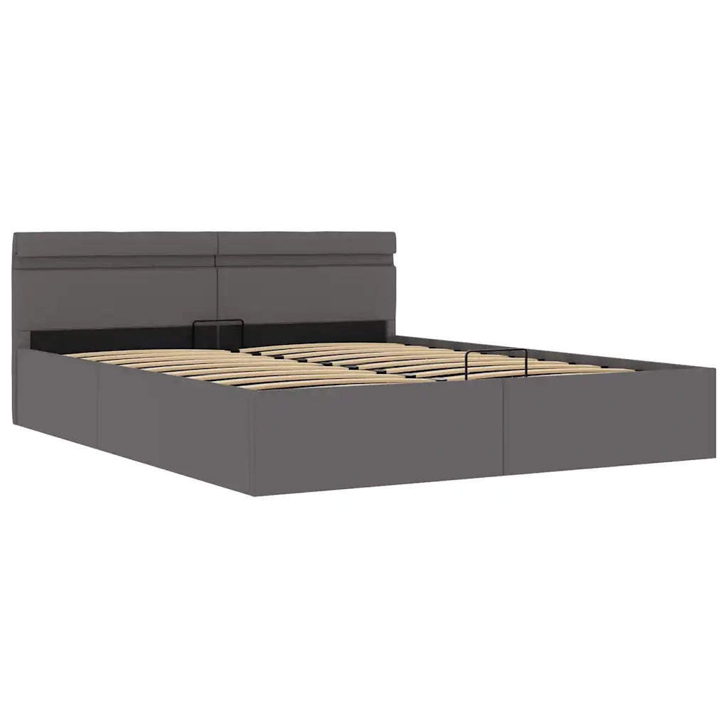Giroletto Contenitore Idraulico LED Grigio Similpelle 160x200cm 285556