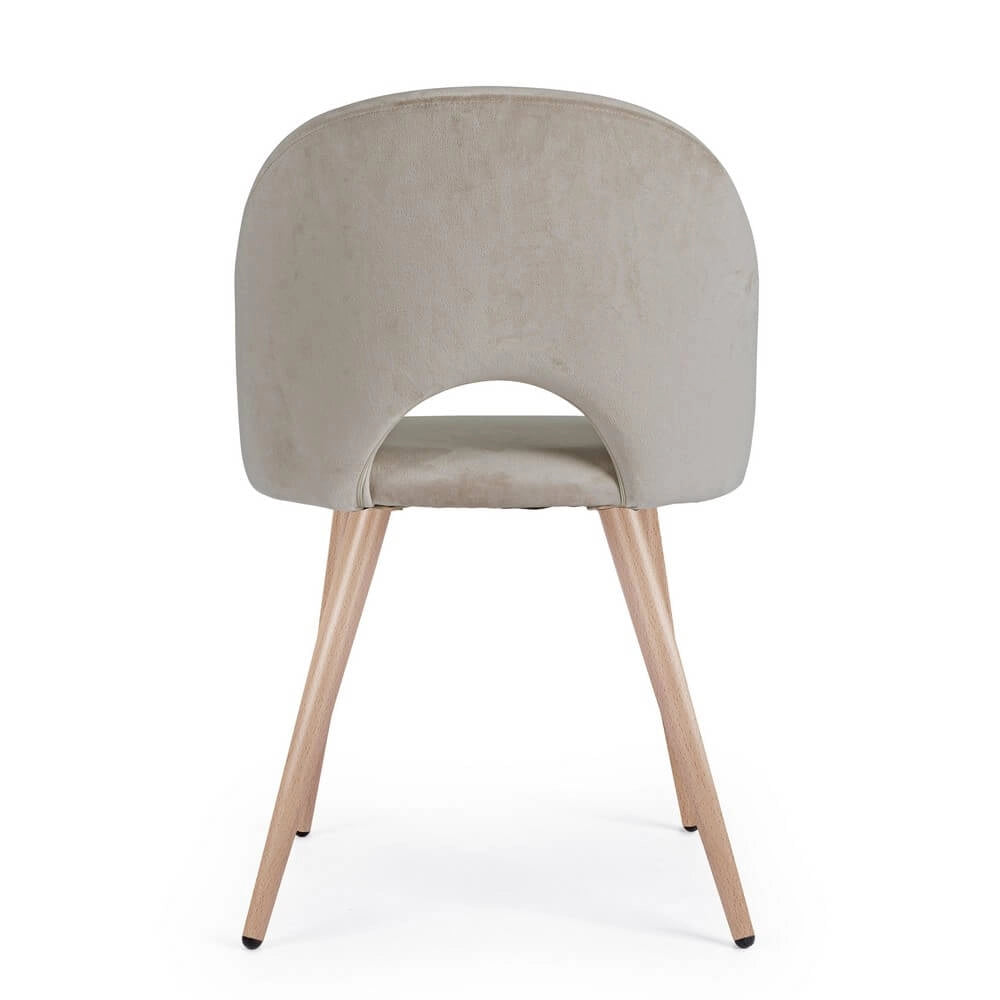 Set di 4 Sedie Imbottite in Velluto con Gambe Effetto Legno - MARINA