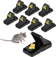 Set di 8 trappole per topi premium - trappola per topi avvelenante - trappola per topi ricaricabile, carica elastica in lega PC+ABS - adatta per magazzino cucina, giardino e altri ambienti interni ed esterni (11×5×6.5cm)