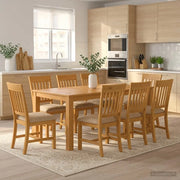Set da pranzo 9 pz Beige Legno di Quercia Massello 3430405