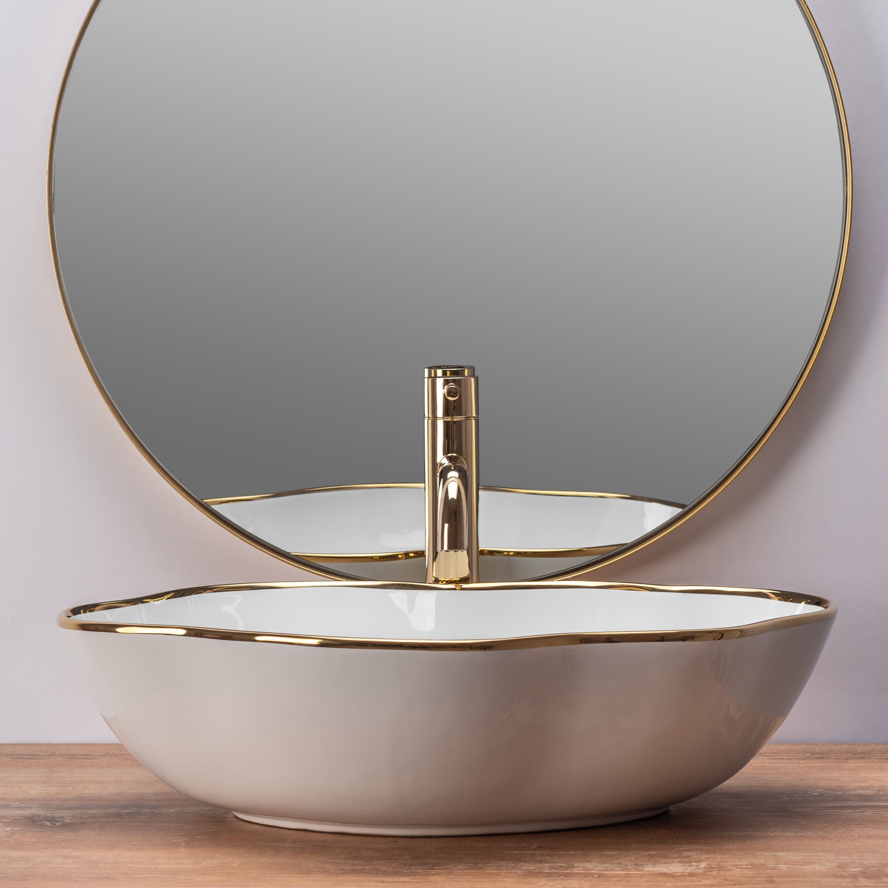Lavabo Da Appoggio Rea Pearl Gold Edge