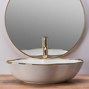 Lavabo Da Appoggio Rea Pearl Gold Edge