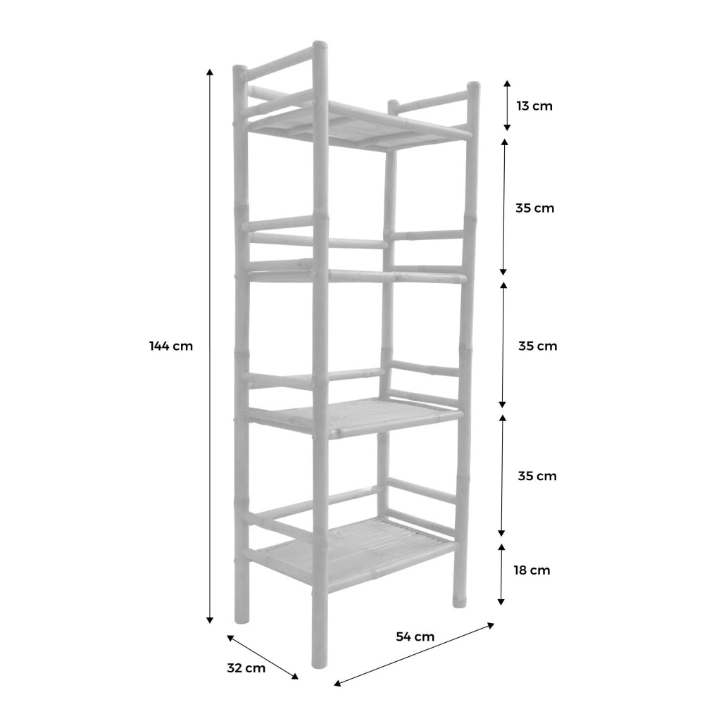 Libreria in bambù a 4 livelli, 144cm, marrone naturale