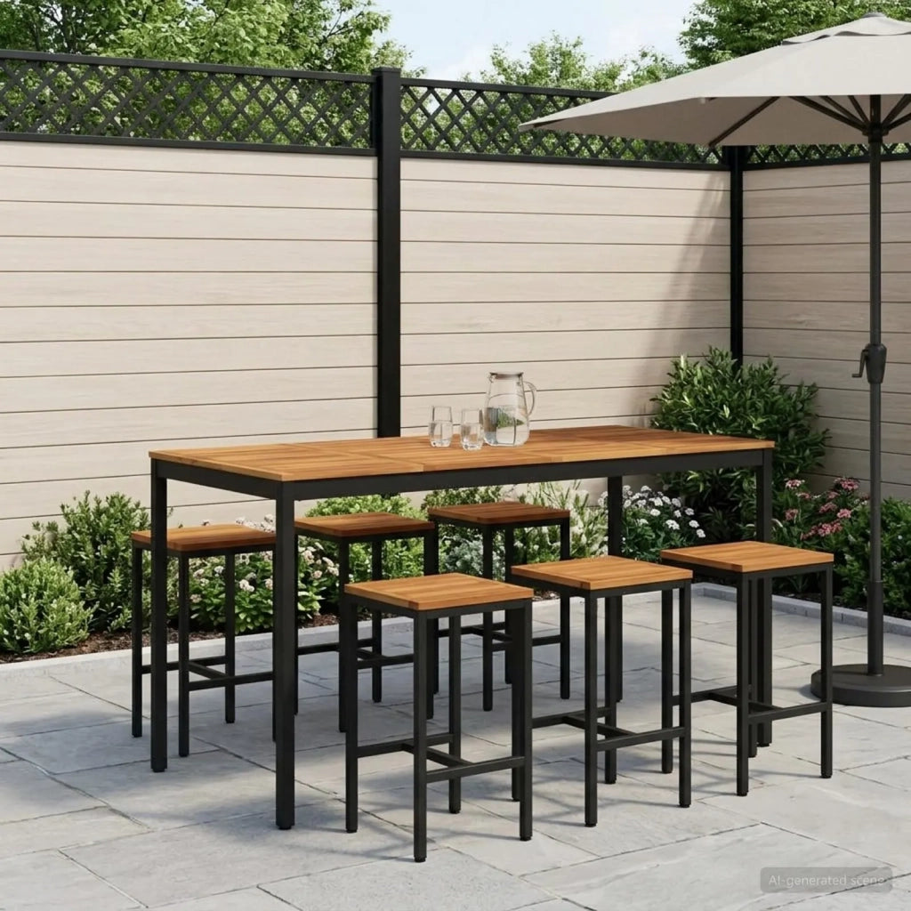 Tavolo Bar da Giardino Bianco e Nero 180 x 88,5 x 105 cm 901786