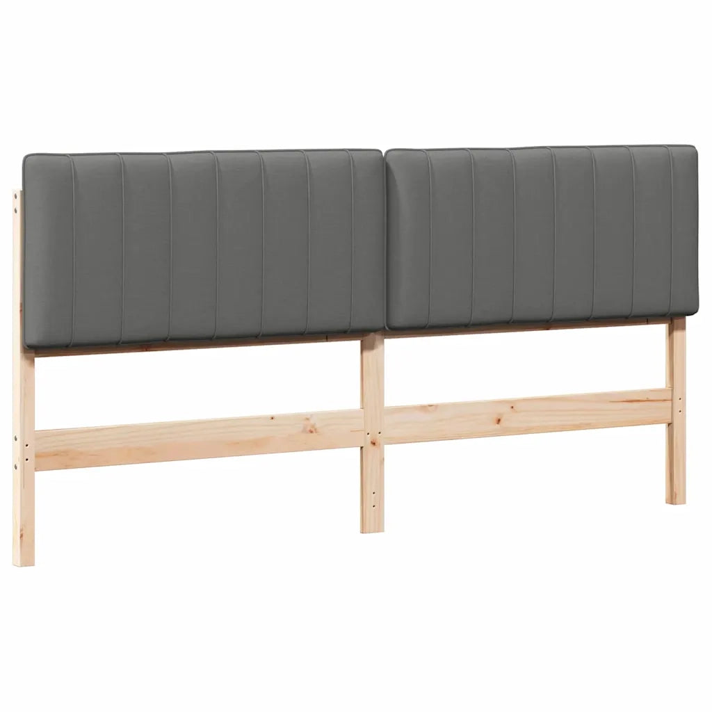 Testiera imbottita-Testiera con Cuscini-Testata Marrone e Grigio Chiaro 200 cm Pino massello 867961