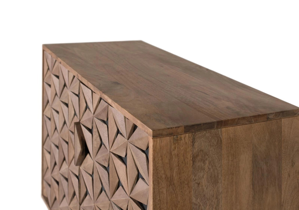 Credenza a due ante intagliata a mano in mango