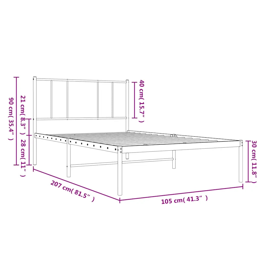 Giroletto con Testiera Metallo Bianco 100x200 cm