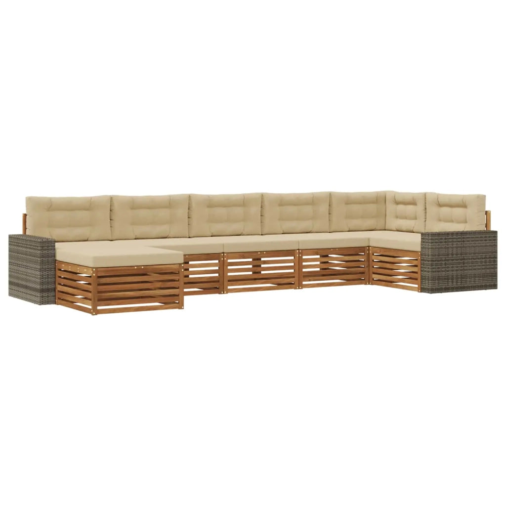 Set di divani da esterno 7 pz Naturale e Beige 3383641